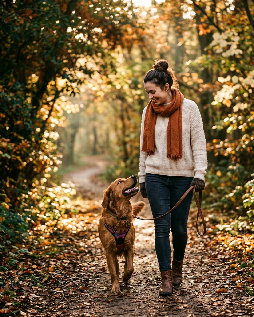 Dog owner and dog